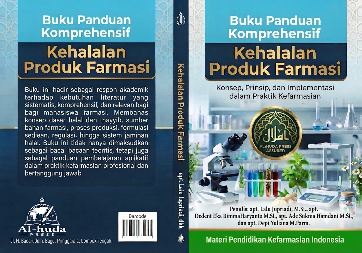 Cover Buku Panduan Kompeherensif Kehalalan Produk Farmasi Konsep, Prinsip dan Implementasi dalam Praktik Kefarmasian